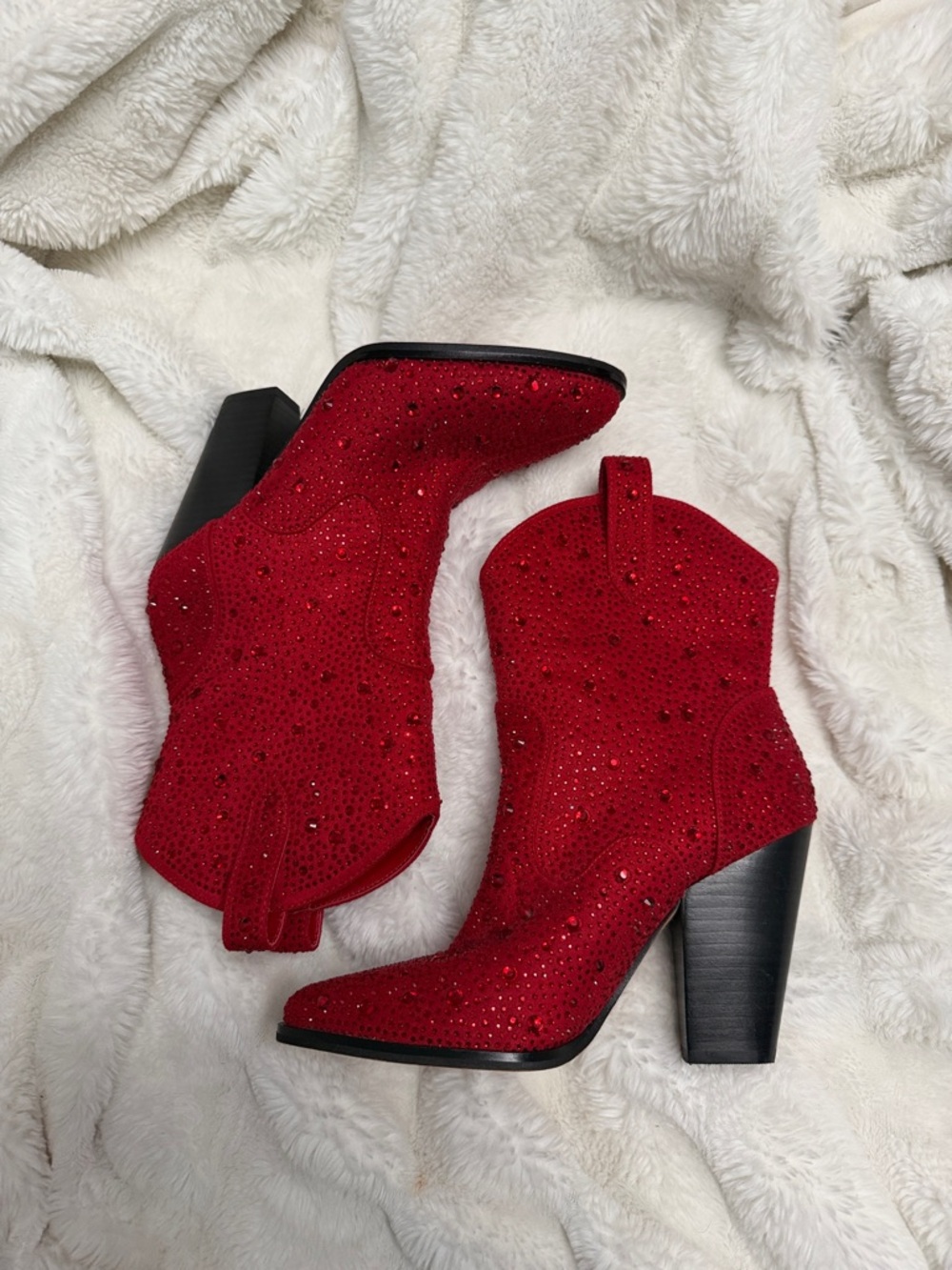 Jessica Simpson Red Rhinestone Western Ankle Booties